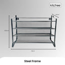 4 Tier Metal Spice Rack + 28 Glass Jars - Kitchen Pantry Herb Storage Organiser - RnR Galore