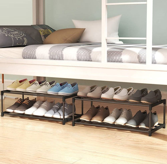 4 - Tier Stainless Steel Shoe Rack Storage Organizer to Hold up to 20 Pairs of Shoes (80cm, Black) - RnR Galore
