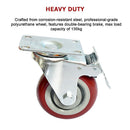 4 x 4" Heavy Duty PU Swivel Castor Wheels With Brake - RnR Galore