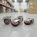 4 x 4" Heavy Duty PU Swivel Castor Wheels With Brake - RnR Galore