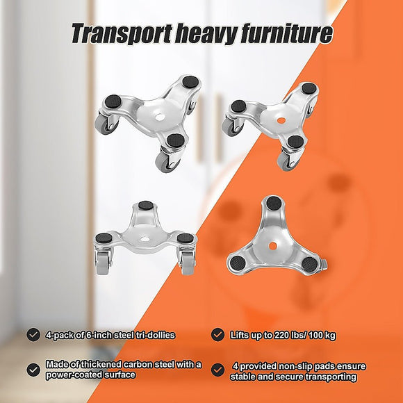 4 X All - purpose Dolly Metal Heavy Duty Furniture Mover Slider Set - RnR Galore