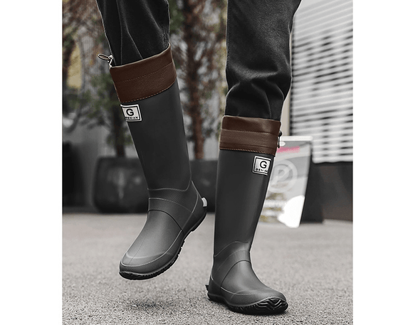 40 Black Foldable Knee - High Rain Boots - Packable Waterproof Non - Slip Wellies for Travel & Festivals - RnR Galore