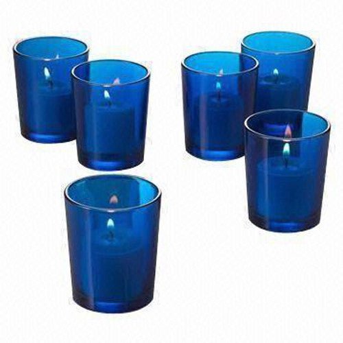 40 Pack Blue Glass Votive Tealight Candle Holders House Party Centerpiece Xmas Wedding Decor Glass Candlestick Party Decorations Bridal Baby Shower Event - RnR Galore