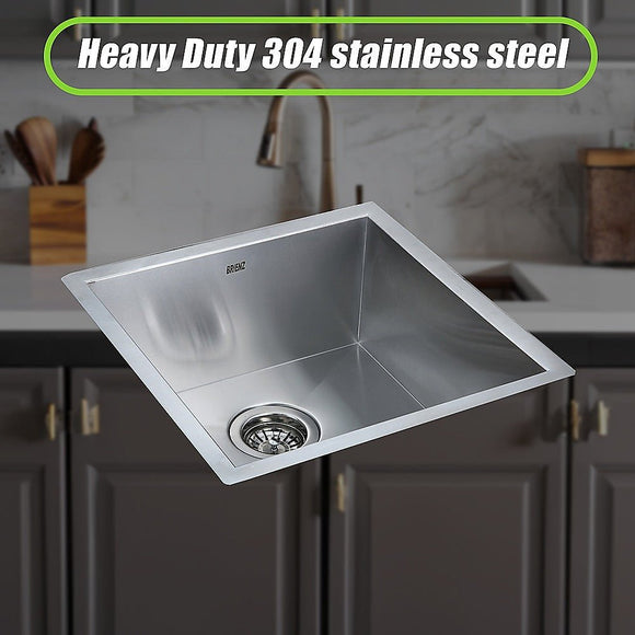 440x440mm Handmade Stainless Steel Undermount / Topmount Kitchen Laundry Sink with Waste - RnR Galore