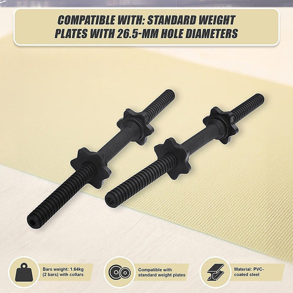 45cm - 1 Pair Dumbbell Bar 25mm Diameter - PVC Coated Dumbell Handle - RnR Galore