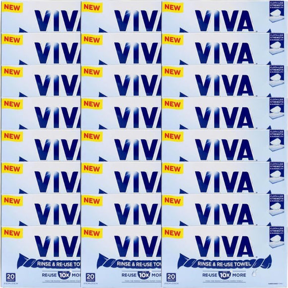 480x Viva Paper Towel Rinse & Re - Use Towel Reusable 20 Sheets x 24 Packs Bulk Box - RnR Galore