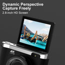 4K Ultra HD Digital Camera - 75MP, 2.8 - inch Rotatable Screen, Auto Focus & Built - in Flash(black) - RnR Galore
