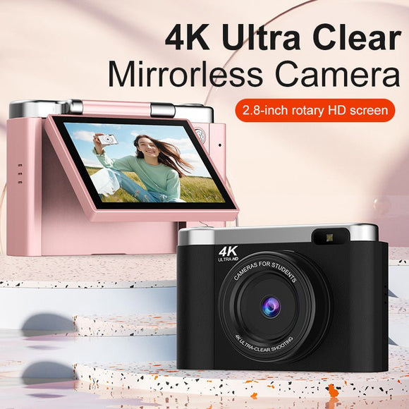 4K Ultra HD Digital Camera - 75MP, 2.8 - inch Rotatable Screen, Auto Focus & Built - in Flash(white) - RnR Galore