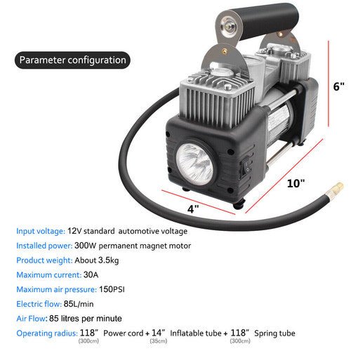 4WD Car Pump Truck 12V 150PSI Car Air Compressor Portable Tyre Deflator Inflator - RnR Galore