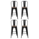 4x Artiss Metal Bar Stools Wooden Seat Retro Counter Stool - RnR Galore