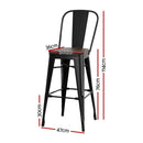 4x Artiss Metal Bar Stools Wooden Seat Retro Counter Stool - RnR Galore