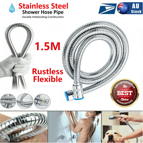 5 FT Handheld Shower Head Hose 1.5m Bathroom Stainless Steel Shower Water Tube - RnR Galore