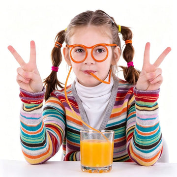 5 - Pack Round Glasses - Shaped Straw, PETG, Food - Grade, Odorless, Reusable, Cute & Funny Novelty Straw - RnR Galore