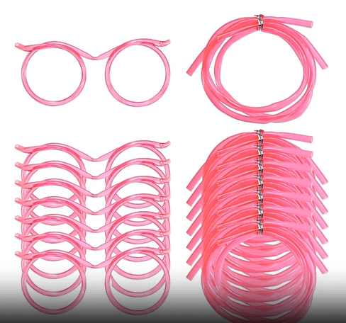 5 - Pack Silly Straws Glasses, Reusable Crazy Straws for Kids, Flexible Twisty Straws Fun Eyeglass Frame Drinking Straws, Novelty Party Favors Supplies for Birthday, Game, Christmas, Holiday Decorations - RnR Galore