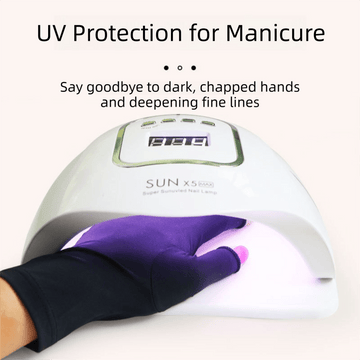 5 - Pair Blue UV Protection Fingerless Gloves for Nail Art Curing and Cycling Sun Protection - Made of Nylon/Spandex, Manicure Hand Care - RnR Galore