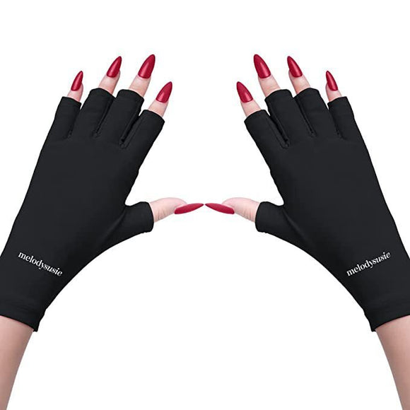5 - Pair Purple UV Protection Fingerless Gloves for Nail Art Curing and Cycling Sun Protection - Made of Nylon/Spandex, Manicure Hand Care - RnR Galore