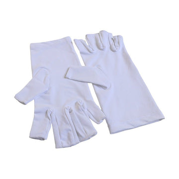 5 - Pair White UV Protection Fingerless Gloves for Nail Art Curing and Cycling Sun Protection - Made of Nylon/Spandex, Manicure Hand Care - RnR Galore