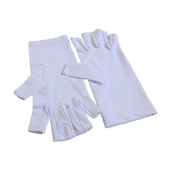 5 - Pair White UV Protection Fingerless Gloves for Nail Art Curing and Cycling Sun Protection - Made of Nylon/Spandex, Manicure Hand Care - RnR Galore