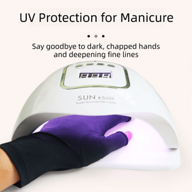 5 - Pair White UV Protection Fingerless Gloves for Nail Art Curing and Cycling Sun Protection - Made of Nylon/Spandex, Manicure Hand Care - RnR Galore