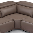 5 Seater Real Cow Leather Sofa with Power Recliner Adjustable Headrest Wooden Frame Corner Lounge - RnR Galore