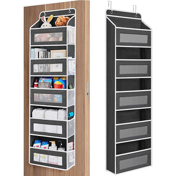 5 - Tier Black Over The Door Organizer – Heavy - Duty Hanging Storage (15.7in x 5.5in) with Anti - Tilt Design for Nursery, Pantry & Dorm - RnR Galore