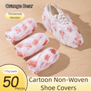 50 Pieces Thickened Non - Woven Disposable Shoe Covers (Orange Bear) – Universal Fit (EU Size 34 - 45) for Guests & Floor Protection - RnR Galore