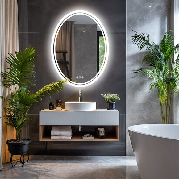 500x700mm LED Bathroom Mirror Oval Dimmable Anti - Fog - RnR Galore