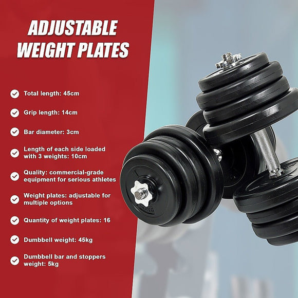 50KG Dumbbell Adjustable Weight Set - RnR Galore