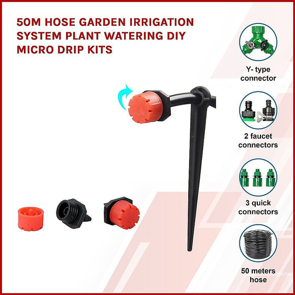 50M Hose Garden Irrigation System Plant Watering DIY Micro Drip Kits - RnR Galore