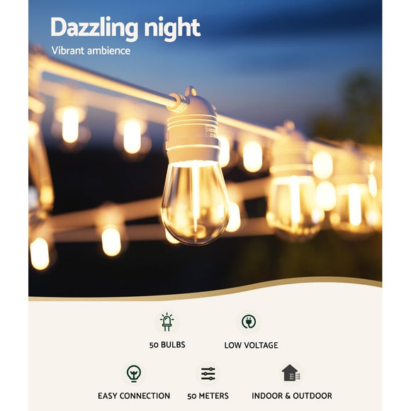 50M LED Festoon Light Outdoor String Light Christmas Wedding Party Decorations - RnR Galore