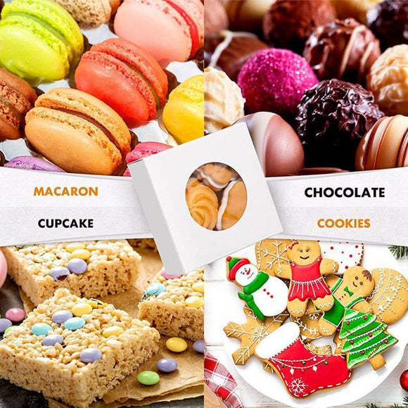 50PCS Handmade Soap Paper Box Round Window Kraft Black White Candy Biscuit Box - Black - 50pcs 8*8*3CM - RnR Galore
