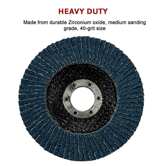 50x Pack Premium Zirconia Flap Disc Sanding Grinding 115mm 4.5" 40 Grit - RnR Galore