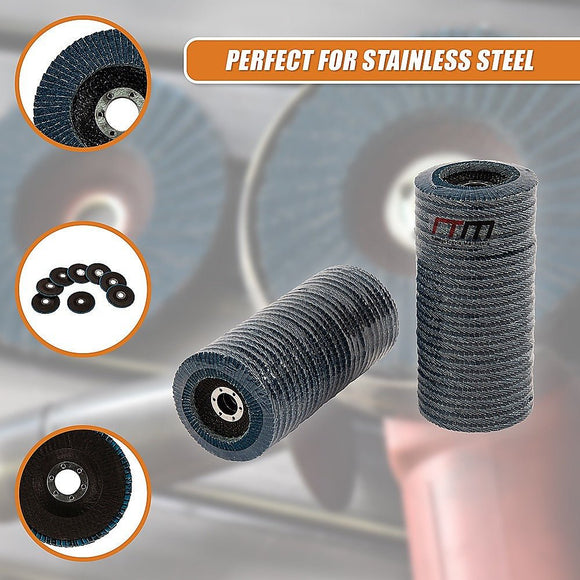 50x Pack Premium Zirconia Flap Disc Sanding Grinding 115mm 4.5" 40 Grit - RnR Galore