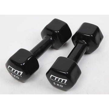 5kg Dumbbells Pair PVC Hand Weights Rubber Coated - RnR Galore