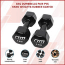 5kg Dumbbells Pair PVC Hand Weights Rubber Coated - RnR Galore
