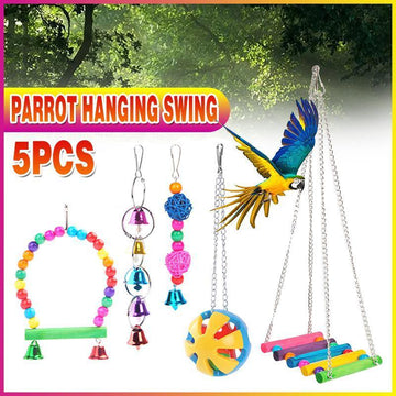 5PCS Hanging Parrot Toys Set with Swings and Ladders for Budgies Cockatiels Cages - RnR Galore