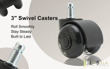 5X 2'' Twin Wheel Office Chair Casters - Slient Smooth, 11x22mm Stem - RnR Galore
