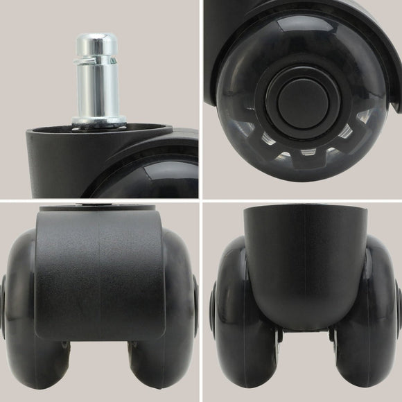 5X 2'' Twin Wheel Office Chair Casters - Slient Smooth, 11x22mm Stem - RnR Galore