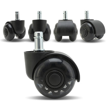 5X 2'' Twin Wheel Office Chair Casters - Slient Smooth, 11x22mm Stem - RnR Galore