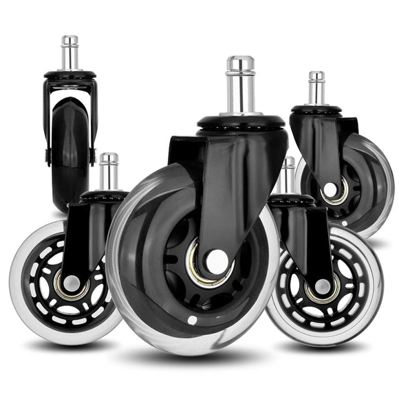 5X 3'' Rollerblade Style Wheels Office Chair Casters - Slient Smooth, 11x22mm Stem - RnR Galore