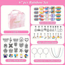 67PCS Pink DIY Charm Necklace & Bracelet Making Kit - Creative Jewelry Craft Set with Colorful Drip Oil Pendants & Metal Beads - RnR Galore
