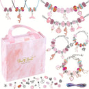 67PCS Pink DIY Charm Necklace & Bracelet Making Kit - Creative Jewelry Craft Set with Colorful Drip Oil Pendants & Metal Beads - RnR Galore