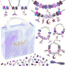 67PCS Purple DIY Charm Necklace & Bracelet Making Kit - Creative Jewelry Craft Set with Colorful Drip Oil Pendants & Metal Beads - RnR Galore