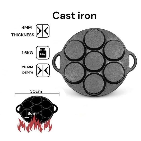 7 Cup Cast Iron Egg Frying Pan Divided Egg Skillet Pan Fried Egg Pan Cooker Pancake Egg Fryer - RnR Galore