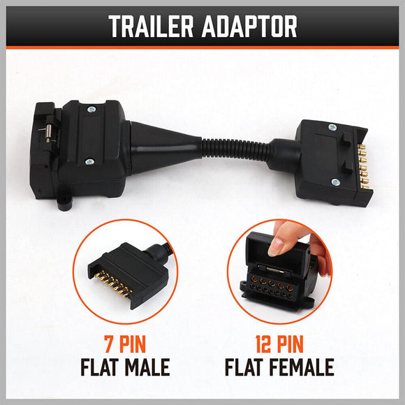 7 Pin Flat Plug to 12 Pin Flat Female Socket Adaptor Trailer Caravan Connector - RnR Galore