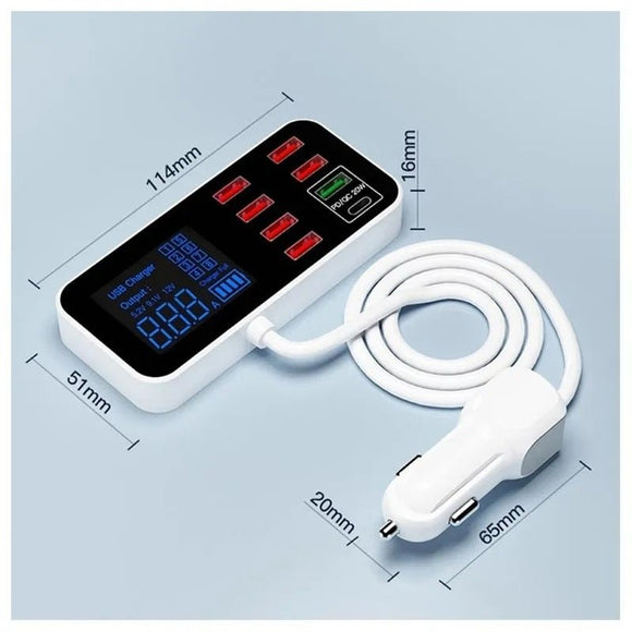 8 - Port PD+QC3.0 Car Charger with LED Display - RnR Galore