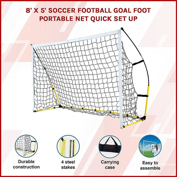 8' x 5' Soccer Football Goal Foot Portable Net Quick Set Up - RnR Galore
