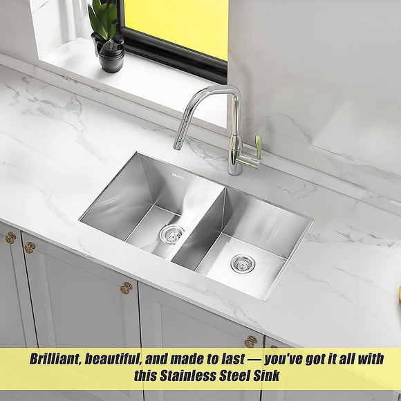 820x457mm Handmade Stainless Steel Undermount / Topmount Kitchen Laundry Sink with Waste - RnR Galore