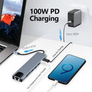 8in1 Hub USB - C To Type - C USB 3.0 4K HDMI RJ45 Ethernet SD TF OTG PD Port Adapter - RnR Galore