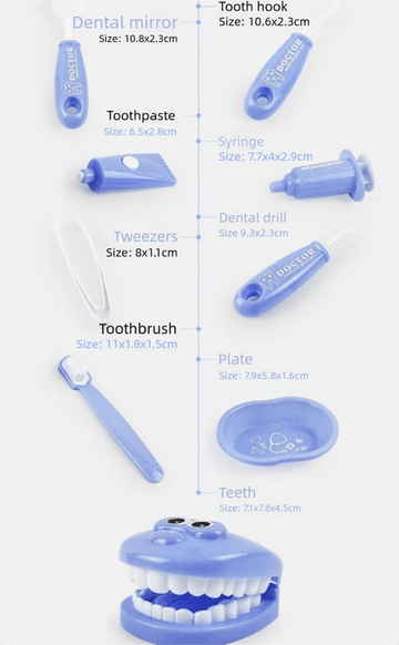 9 Piece Kids Dentist Pretend Play Set - Pink Educational Medical Kit with Teeth Model, Toothbrush & Tools - Oral Hygiene Learning Toy for Toddlers & Preschoolers - RnR Galore